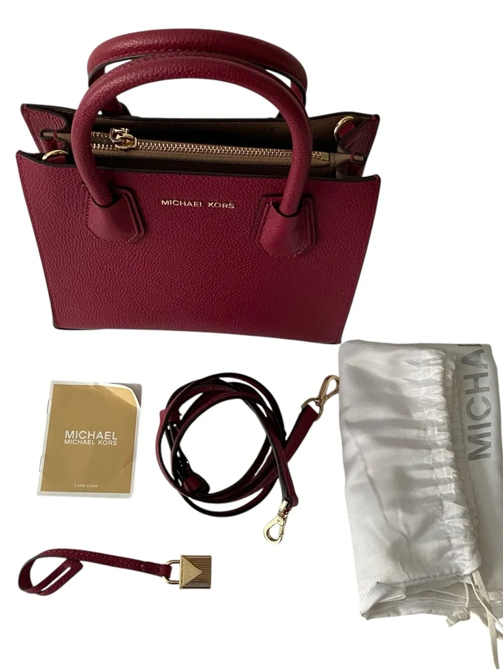 Michael Kors Pebbled Satchel in Wine